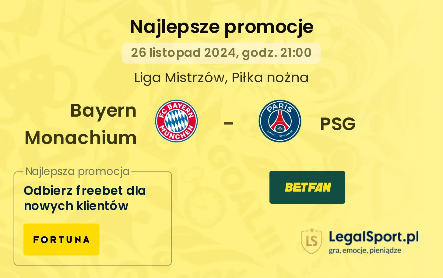 Bayern Monachium - PSG promocje bonusy na mecz