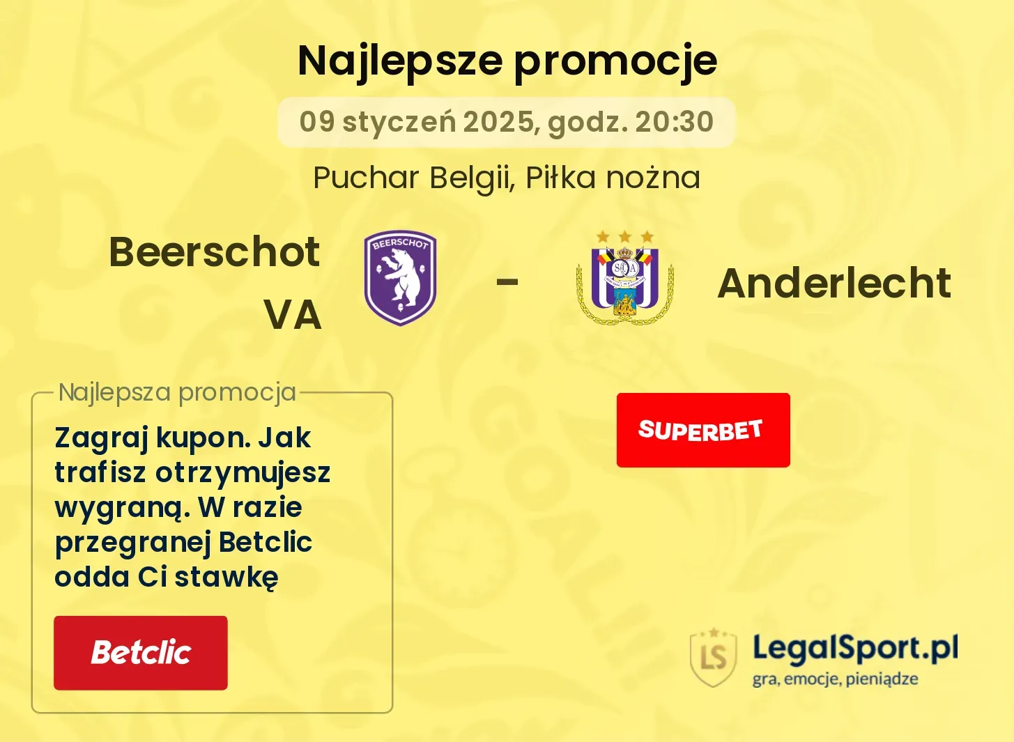 Beerschot VA - Anderlecht promocje u bukmacherów