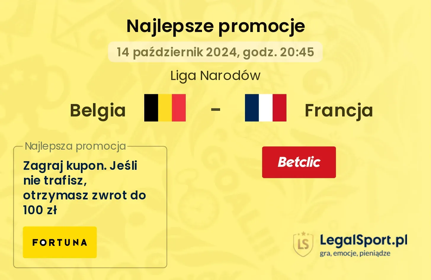 Belgia - Francja promocje bonusy na mecz