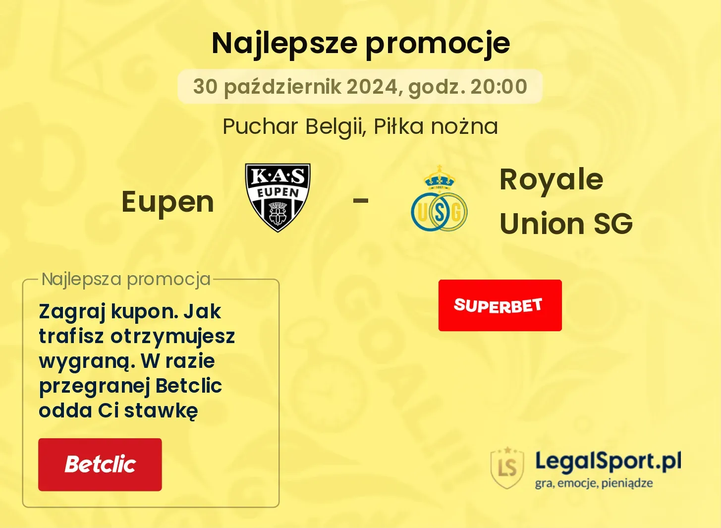 Eupen - Royale Union SG promocje bonusy na mecz