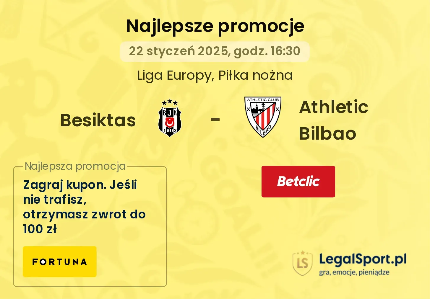 Besiktas - Athletic Bilbao promocje bonusy na mecz