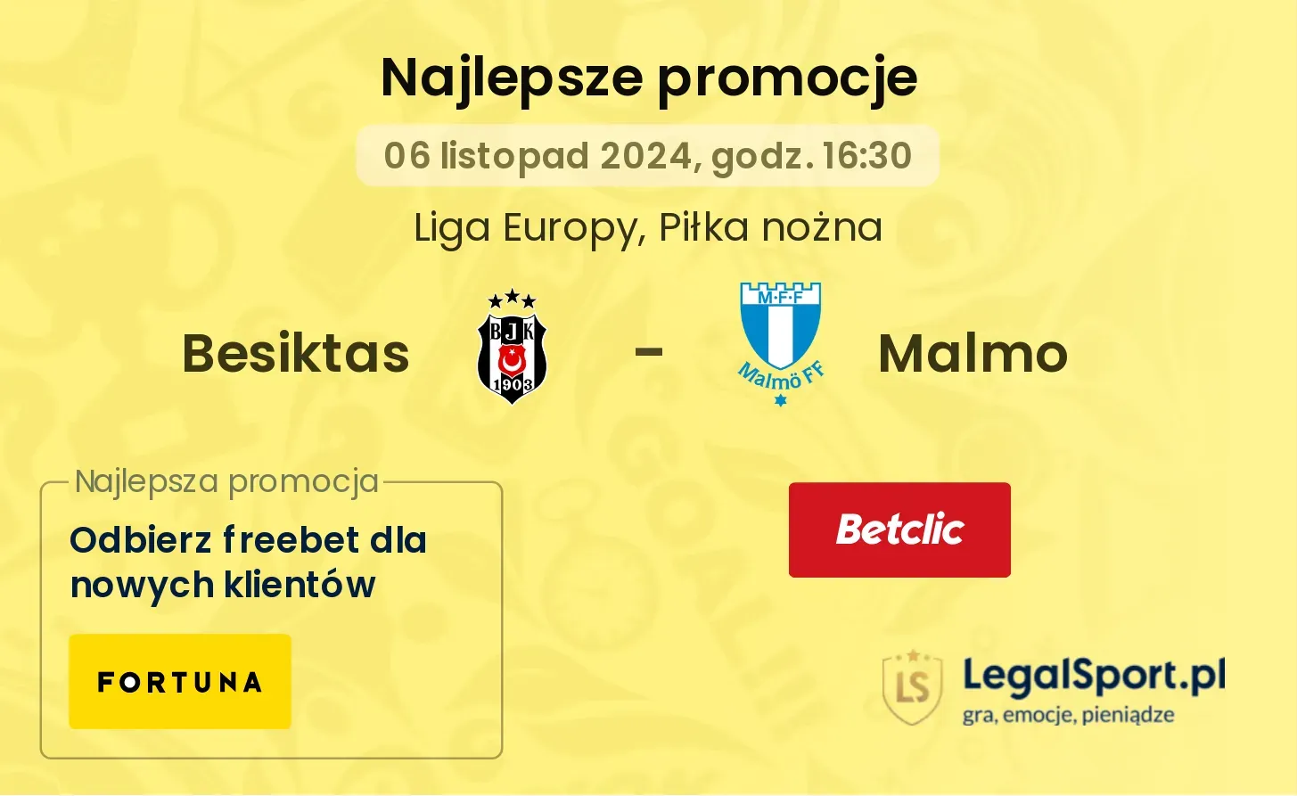 Besiktas - Malmo promocje bukmacherskie 06.11, 16:30