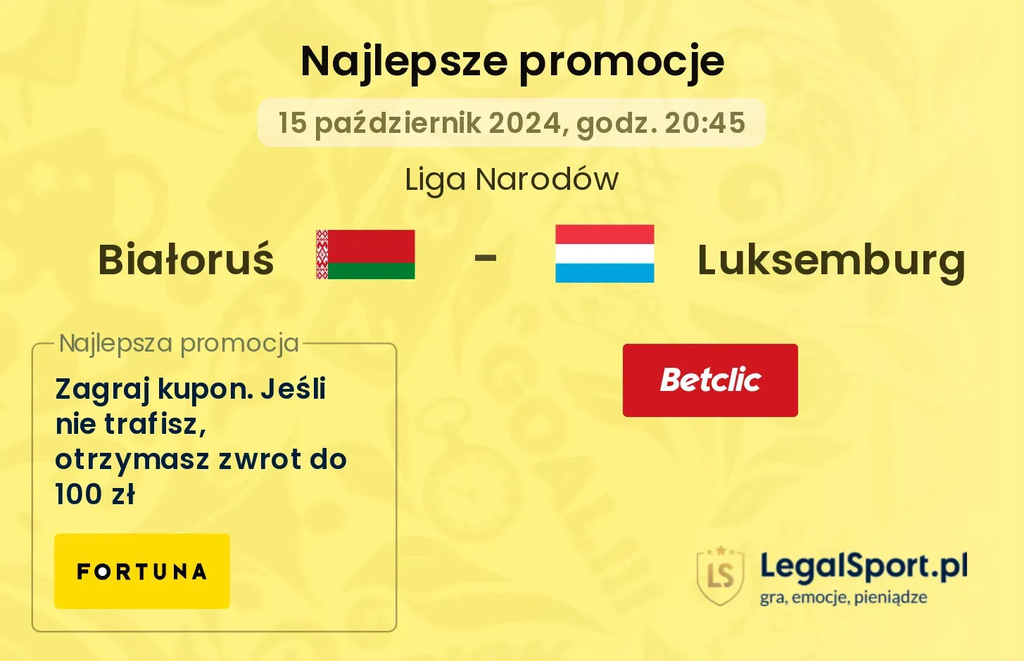 Białoruś - Luksemburg promocje bonusy na mecz