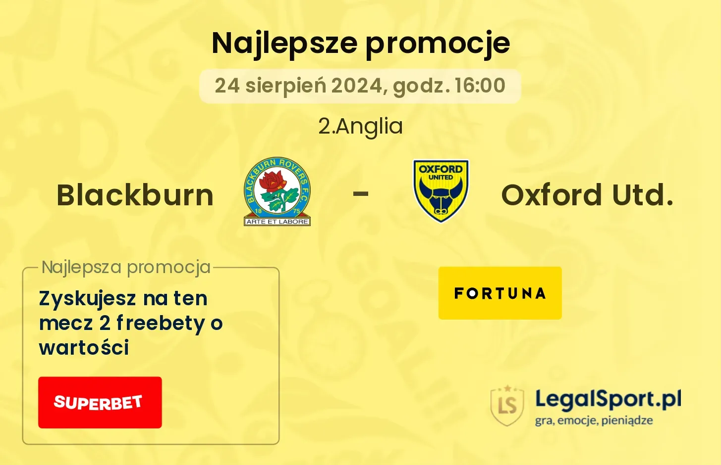 Blackburn - Oxford Utd. promocje bonusy na mecz