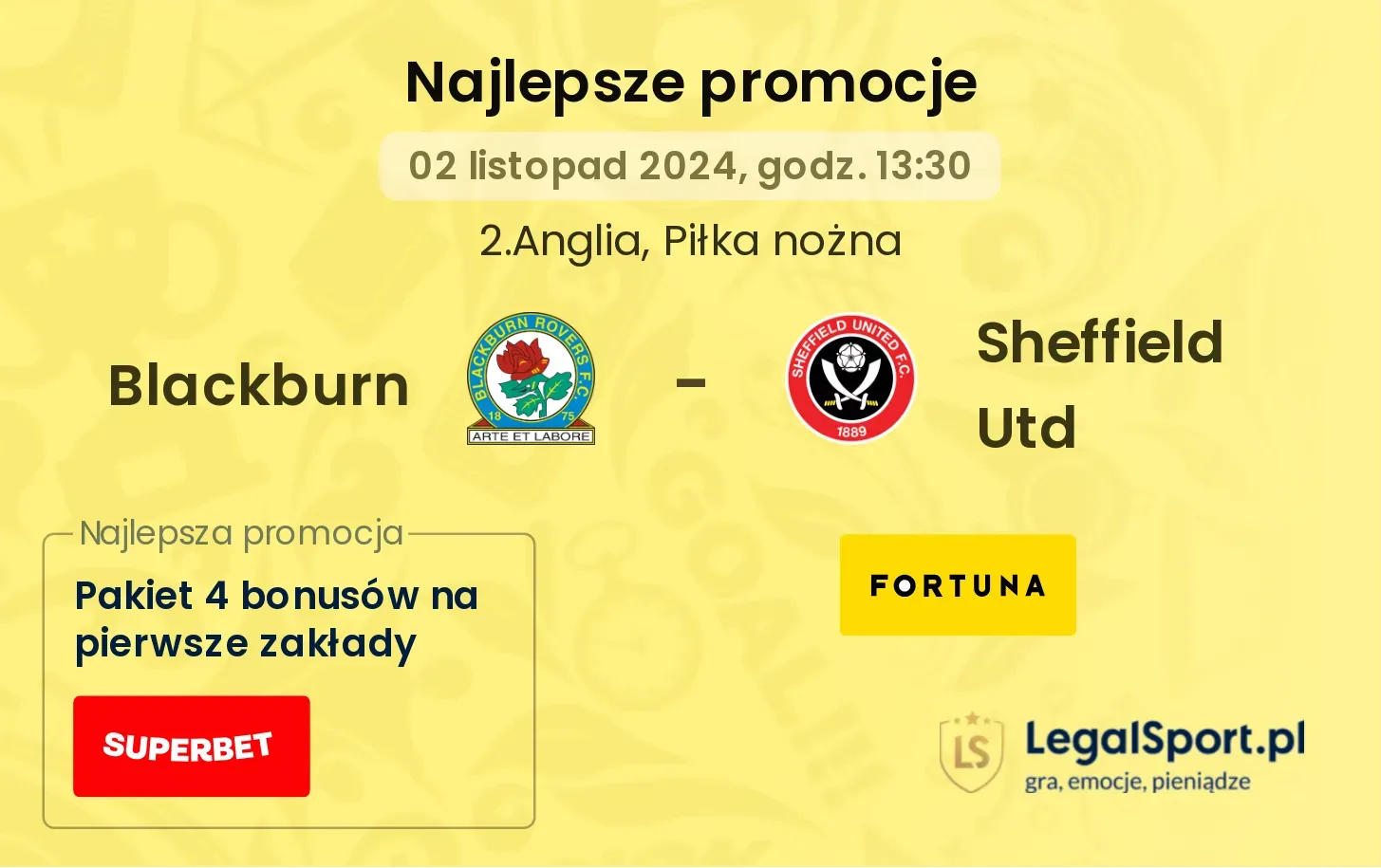 Blackburn - Sheffield Utd promocje u bukmacherów 02.11, 13:30