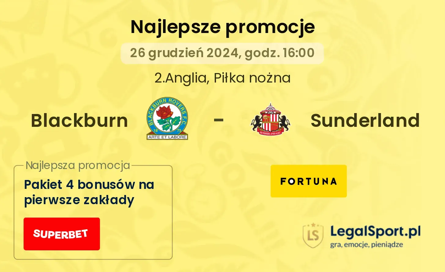 Blackburn - Sunderland promocje bonusy na mecz