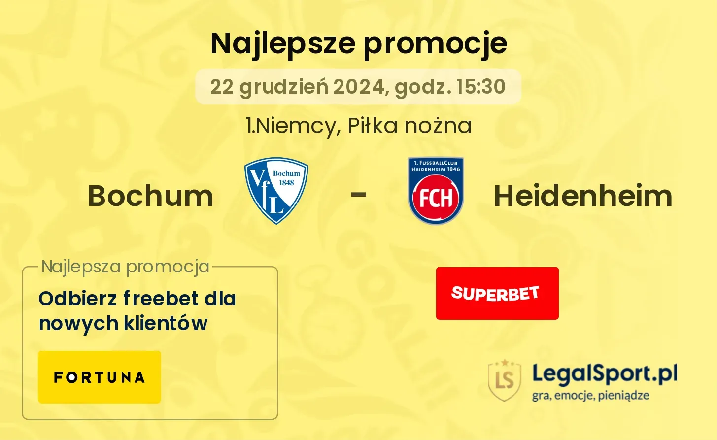 Bochum - Heidenheim promocje bonusy na mecz