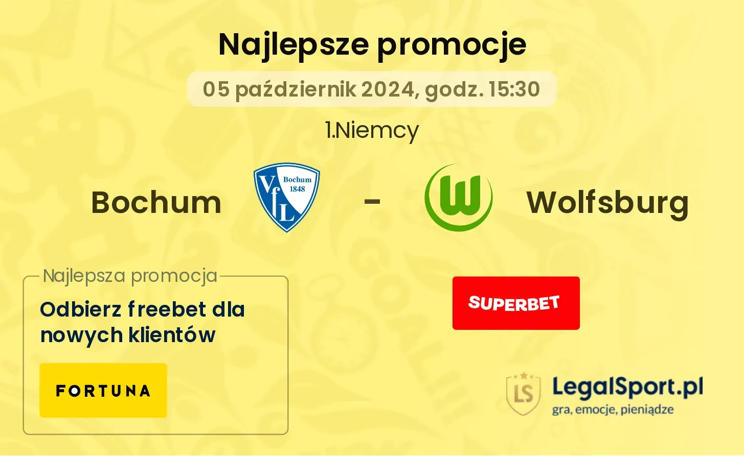 Bochum - Wolfsburg promocje bonusy na mecz