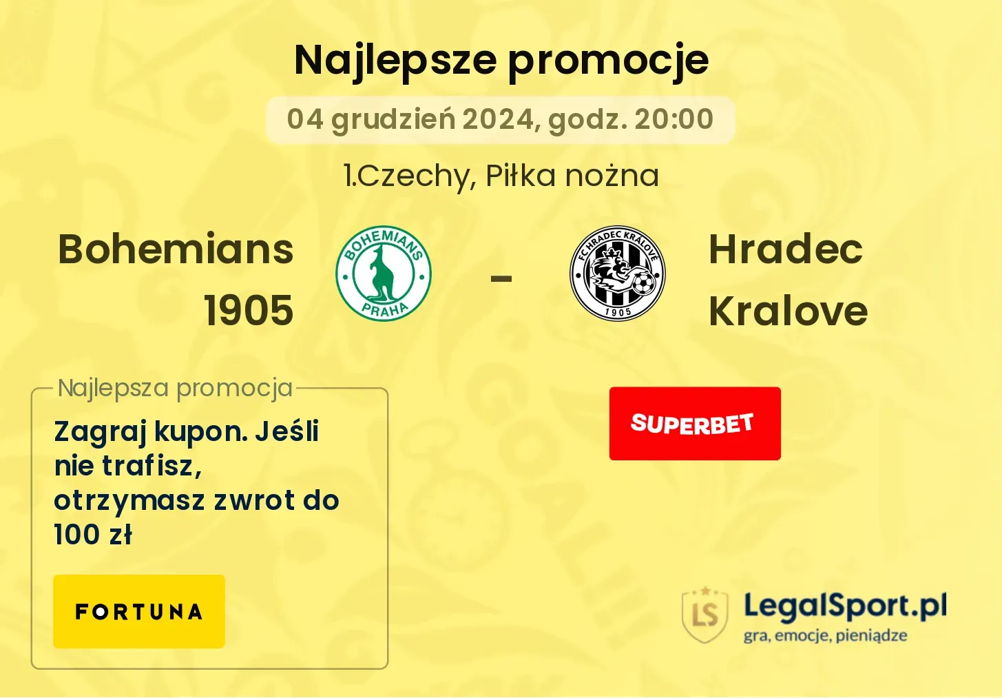 Bohemians 1905 - Hradec Kralove promocje bonusy na mecz