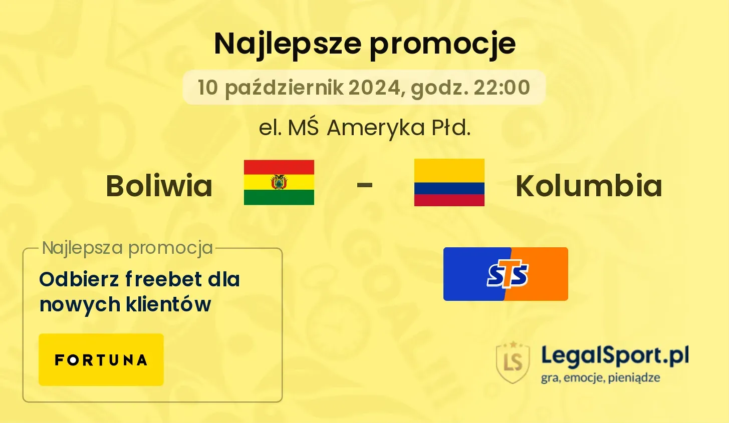 Boliwia - Kolumbia promocje bonusy na mecz