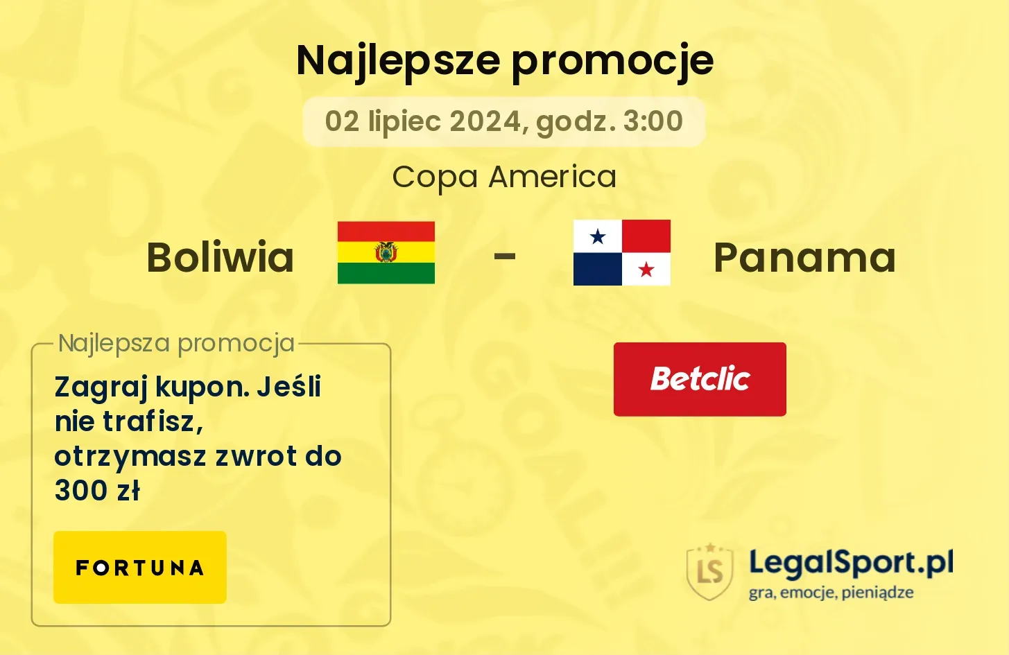 Boliwia - Panama promocje bonusy na mecz