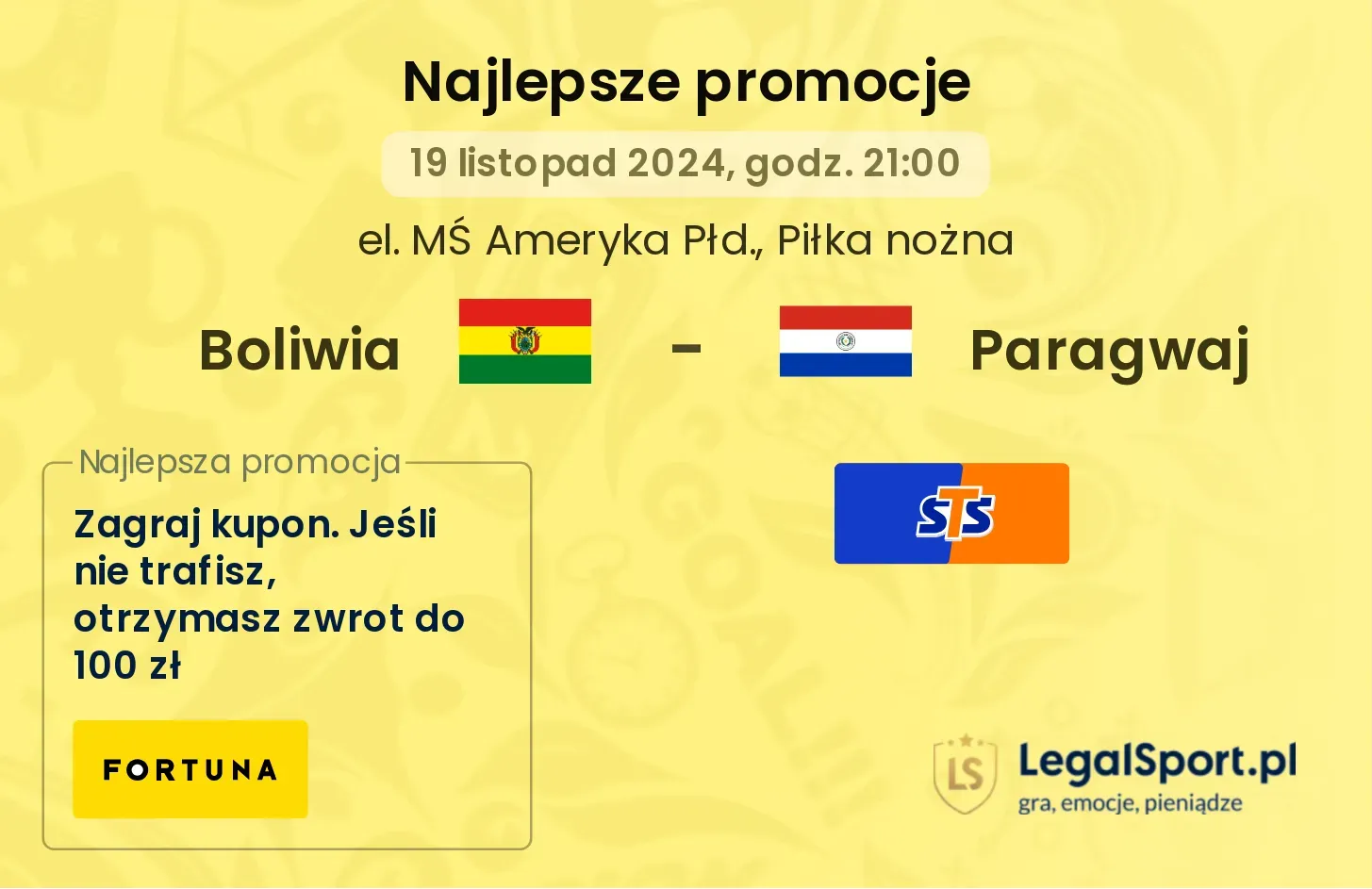 Boliwia - Paragwaj promocje bonusy na mecz