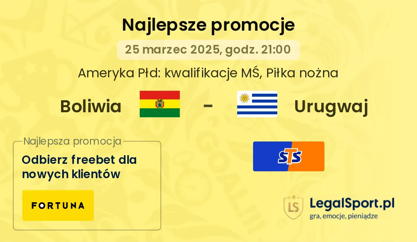 Boliwia - Urugwaj promocje bonusy na mecz