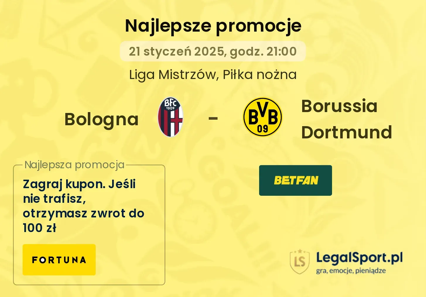 Bologna - Borussia Dortmund promocje bukmacherskie