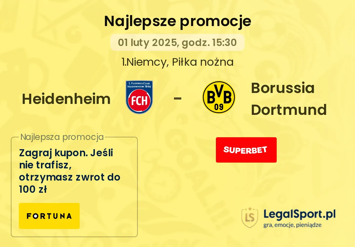 Heidenheim - Borussia Dortmund promocje bukmacherskie