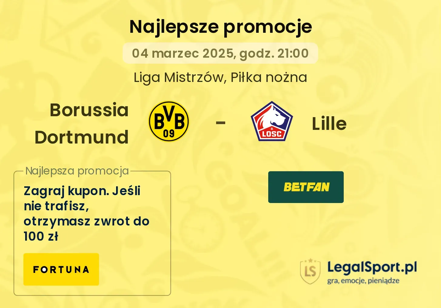 Borussia Dortmund - Lille promocje bonusy na mecz