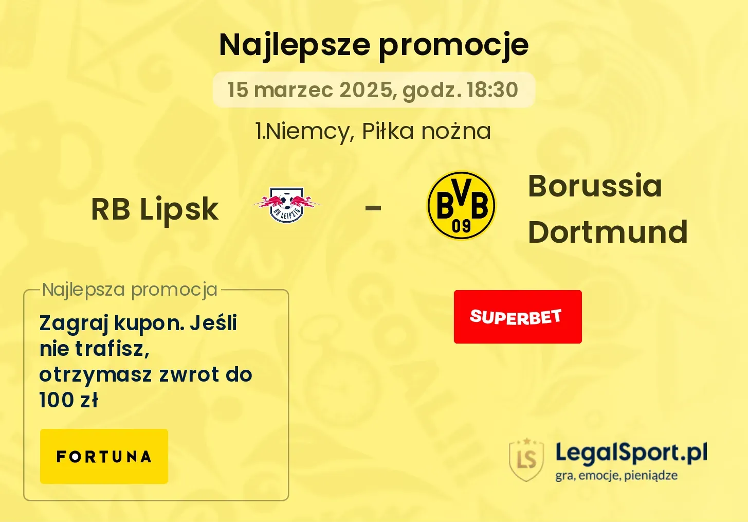 RB Lipsk - Borussia Dortmund promocje u bukmacherów