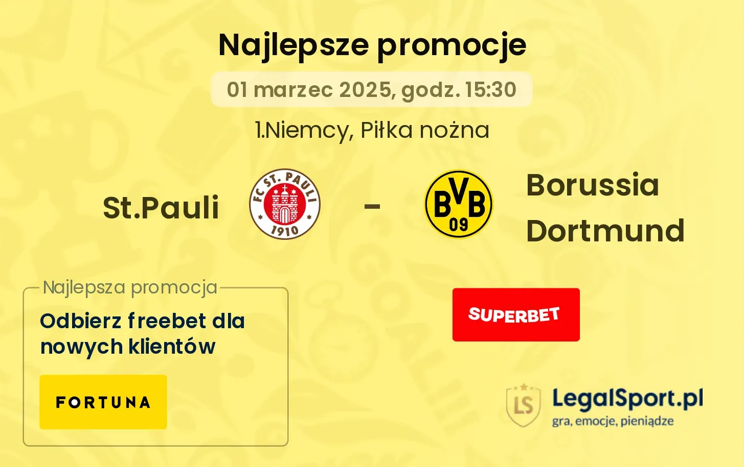 St.Pauli - Borussia Dortmund promocje u bukmacherów