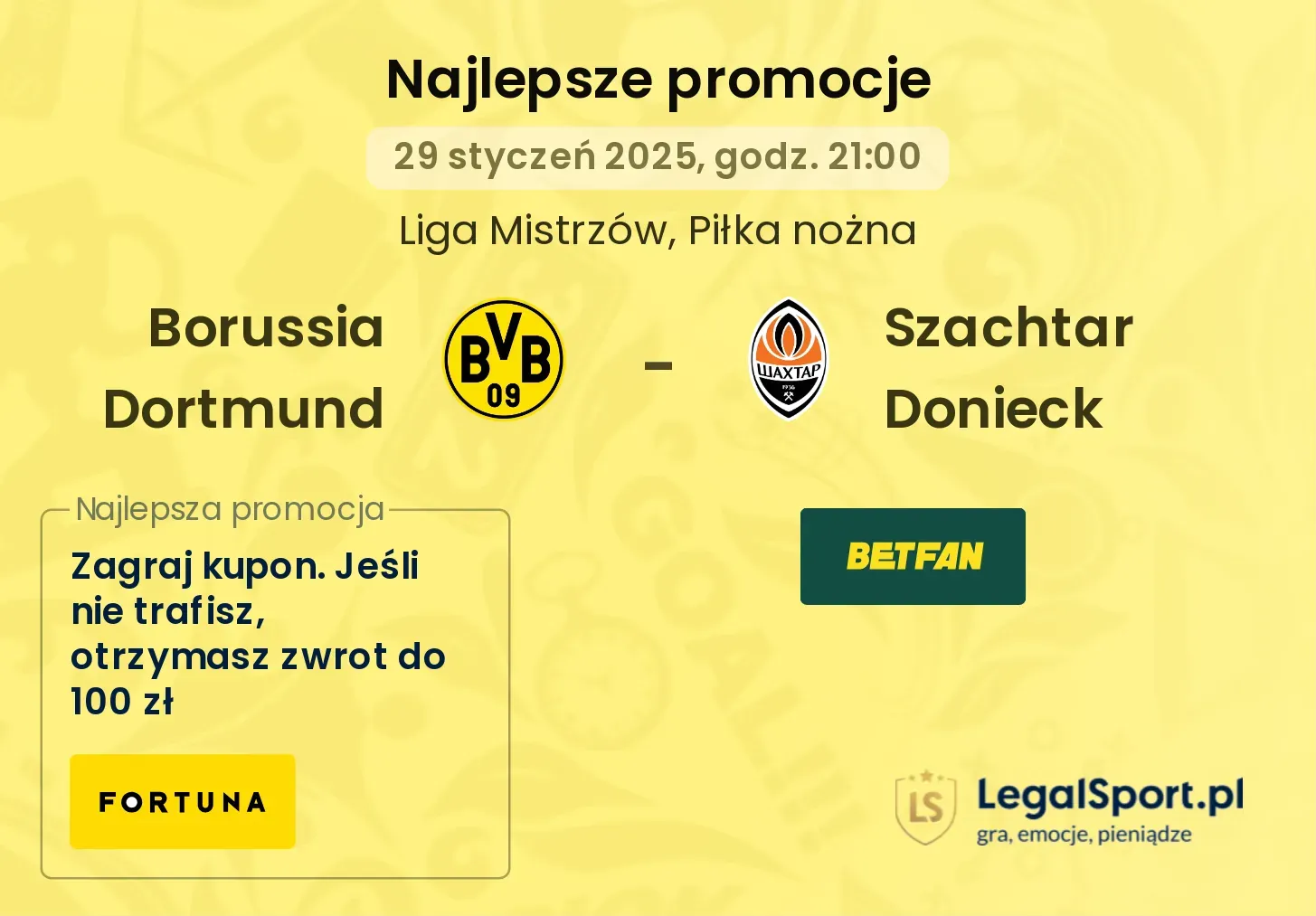 Borussia Dortmund - Szachtar Donieck promocje bonusy na mecz