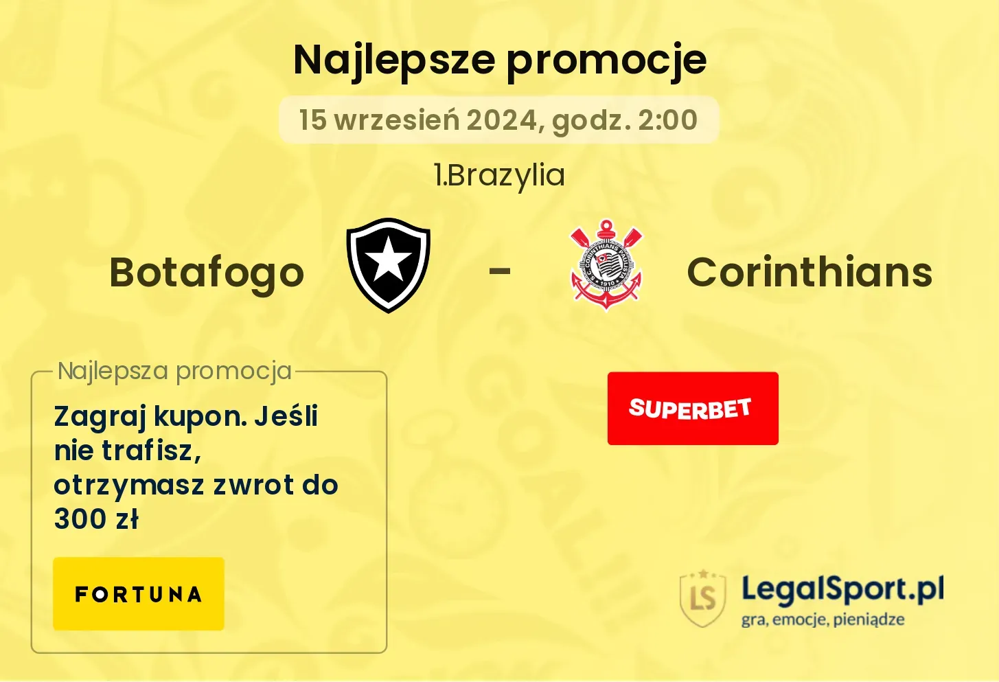 Botafogo - Corinthians promocje bonusy na mecz