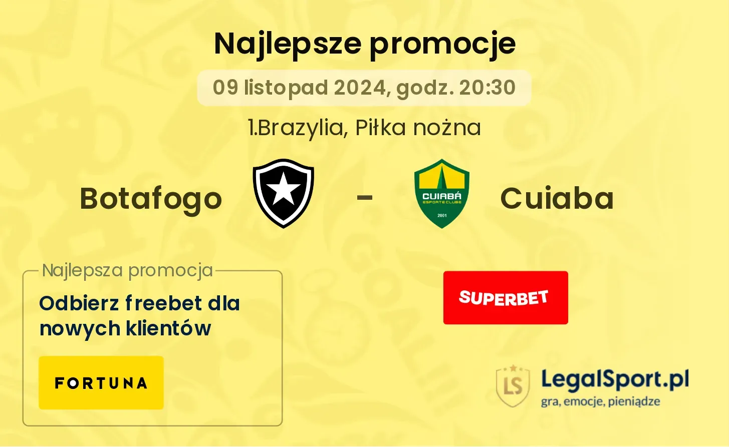 Botafogo - Cuiaba promocje bukmacherskie 09.11, 20:30