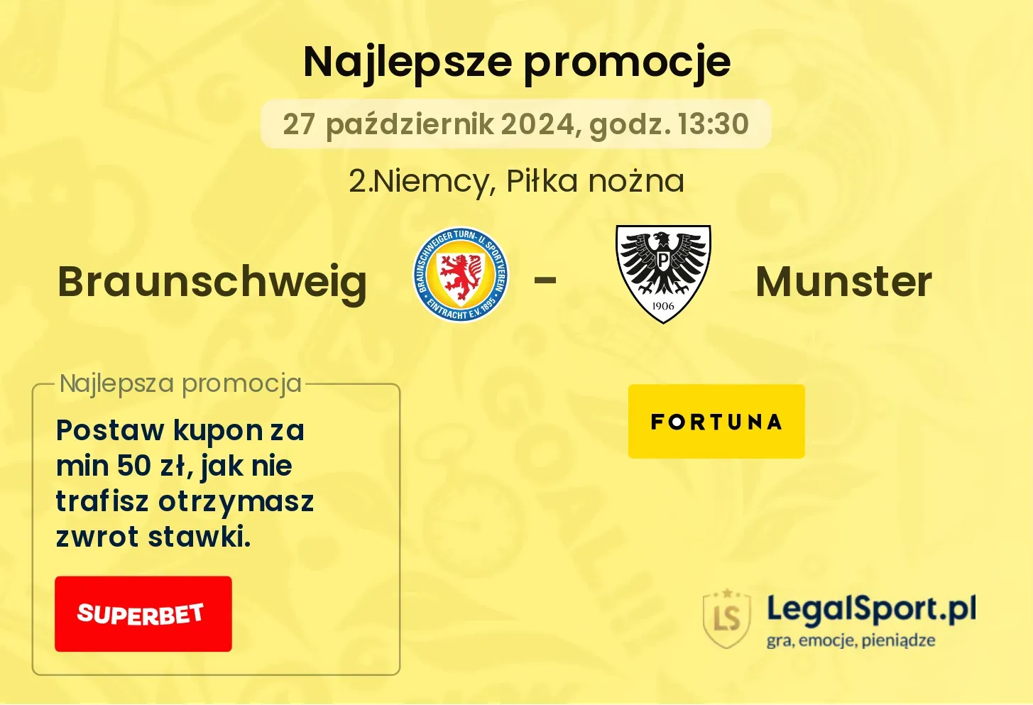 Braunschweig - Munster promocje bukmacherskie 27.10, 13:30