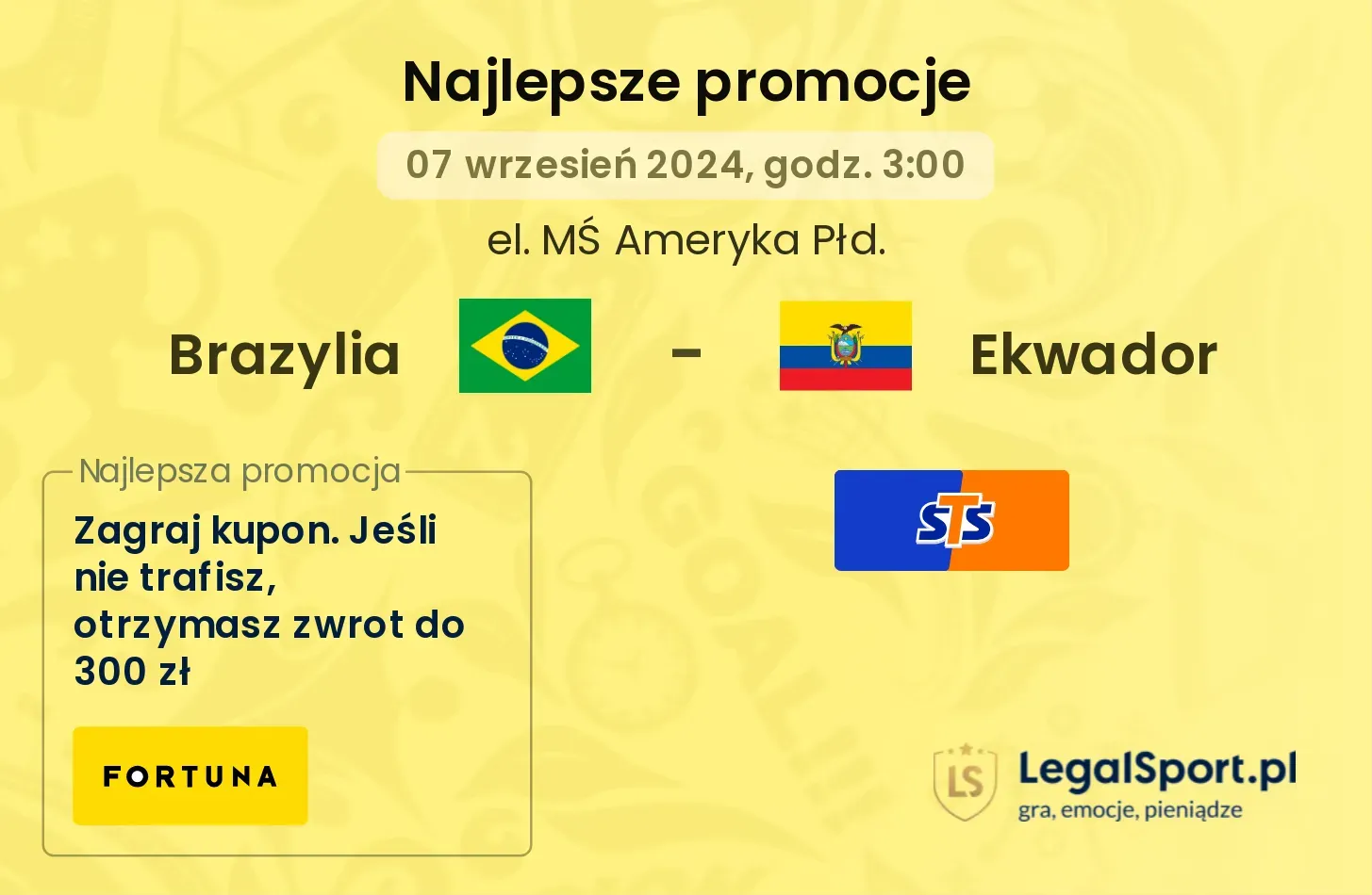 Brazylia - Ekwador promocje bonusy na mecz