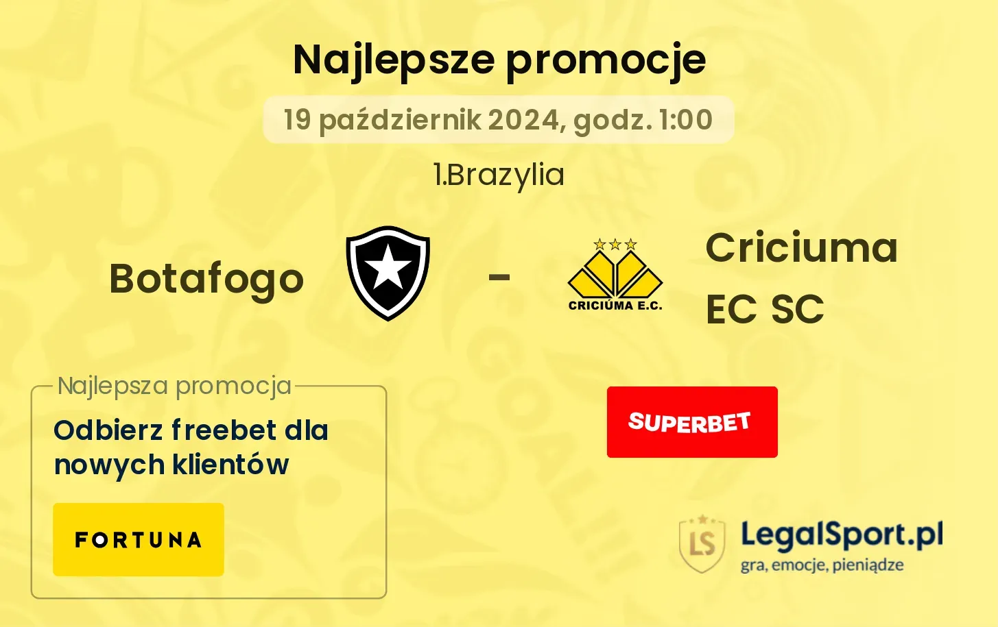 Botafogo - Criciuma EC SC promocje bonusy na mecz