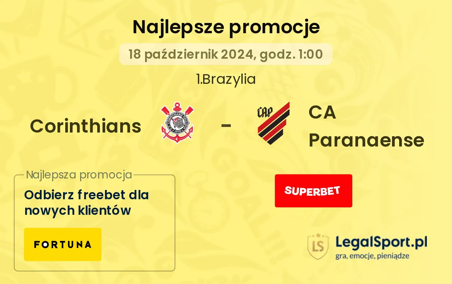 Corinthians - CA Paranaense promocje bonusy na mecz