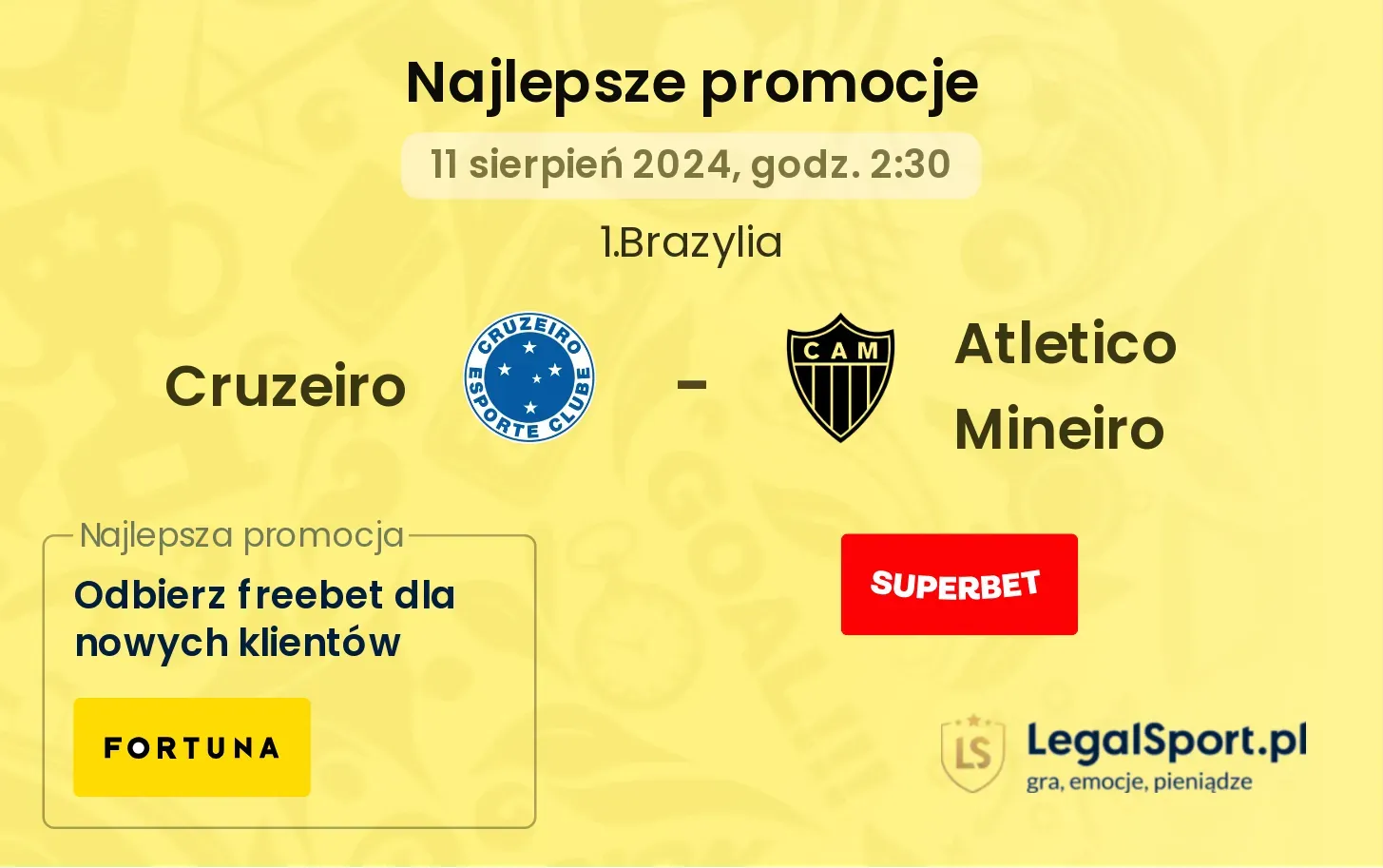 Cruzeiro - Atletico Mineiro promocje bonusy na mecz