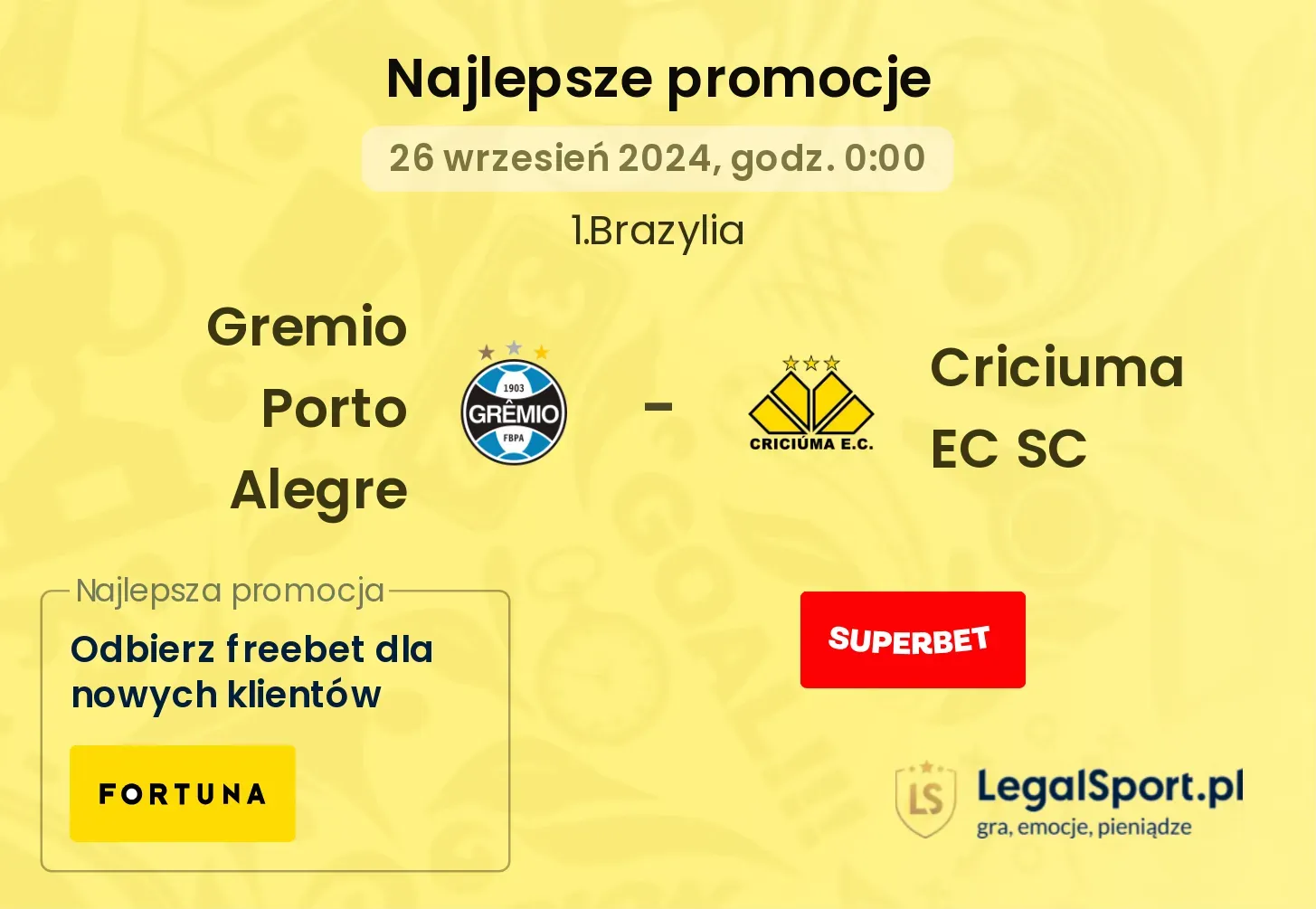 Gremio Porto Alegre - Criciuma EC SC promocje bonusy na mecz