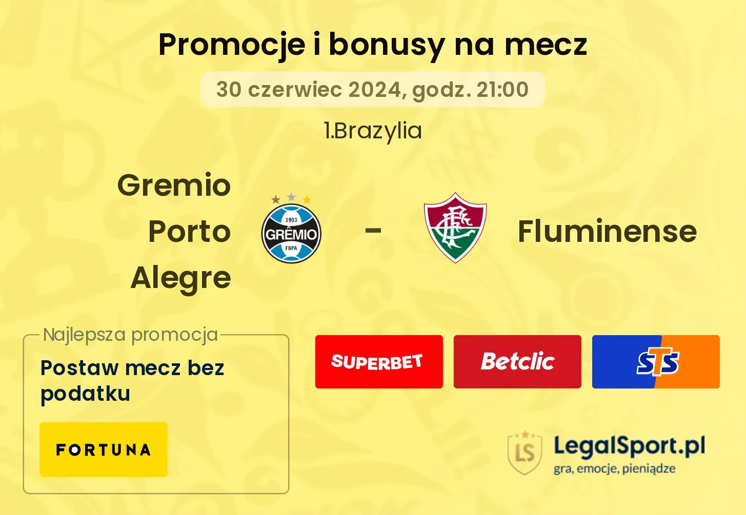 Gremio Porto Alegre - Fluminense promocje bonusy na mecz