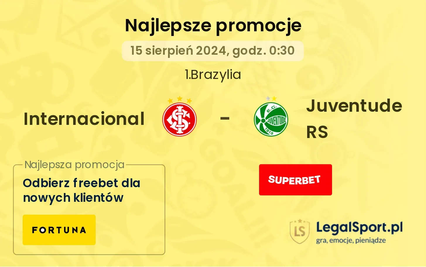 Internacional - Juventude RS promocje bonusy na mecz