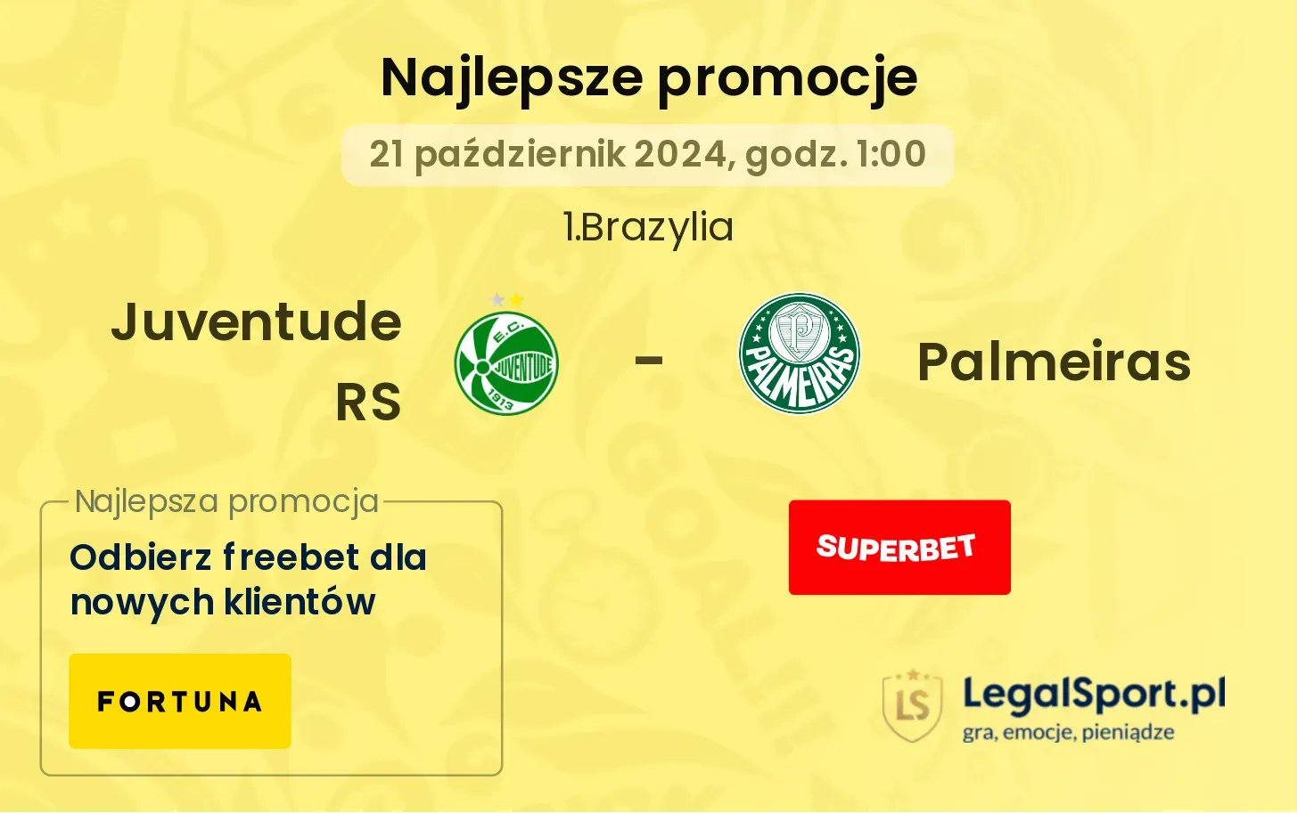 Juventude RS - Palmeiras promocje bonusy na mecz