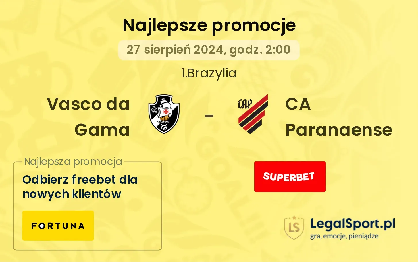 Vasco da Gama - CA Paranaense promocje bonusy na mecz