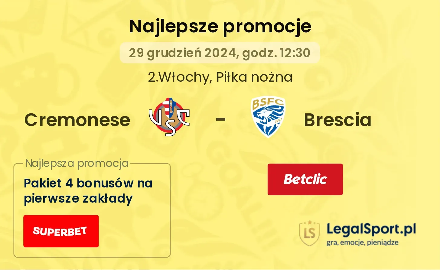 Cremonese - Brescia promocje u bukmacherów