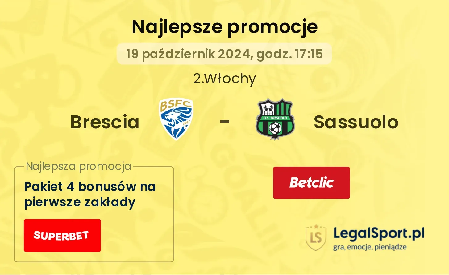 Brescia - Sassuolo promocje bonusy na mecz