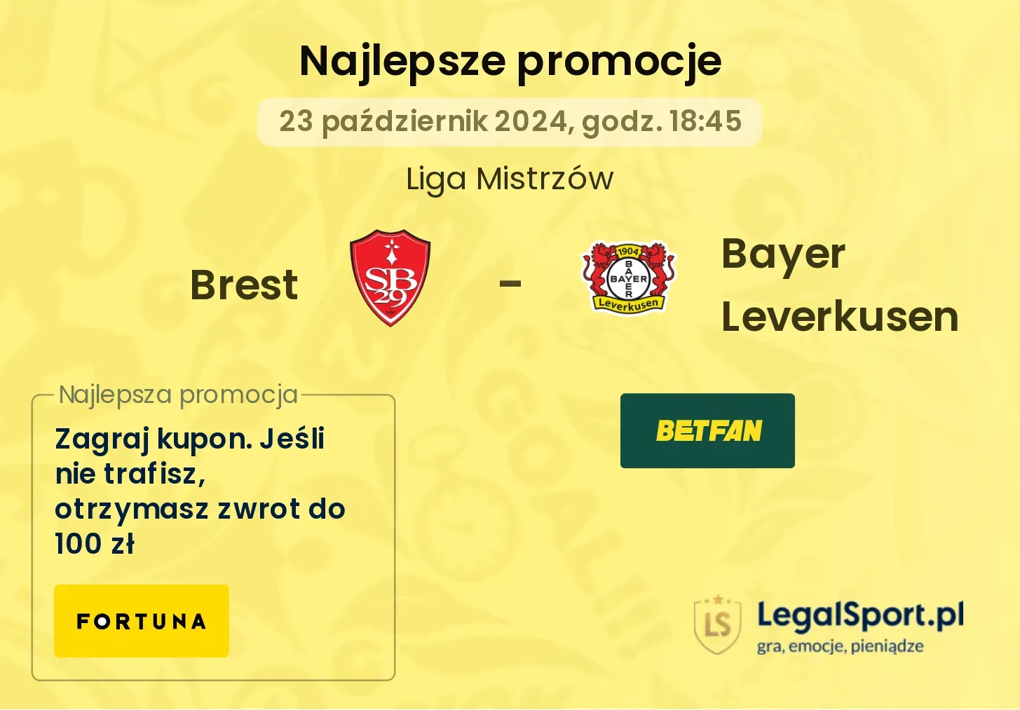 Brest - Bayer Leverkusen promocje bukmacherskie 23.10, 18:45