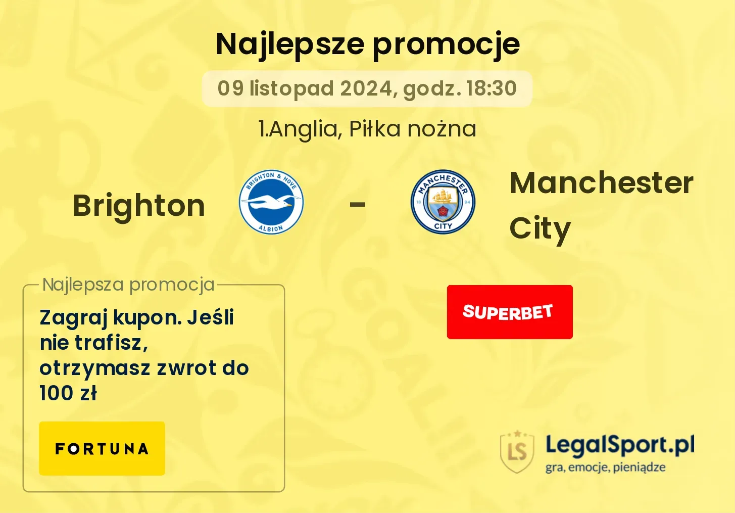 Brighton - Manchester City promocje bonusy na mecz