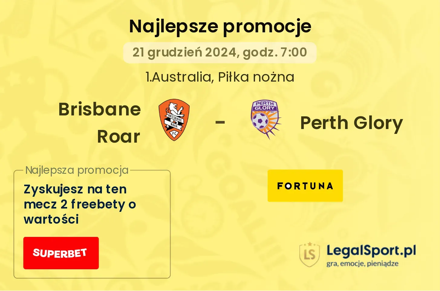 Brisbane Roar - Perth Glory promocje bonusy na mecz