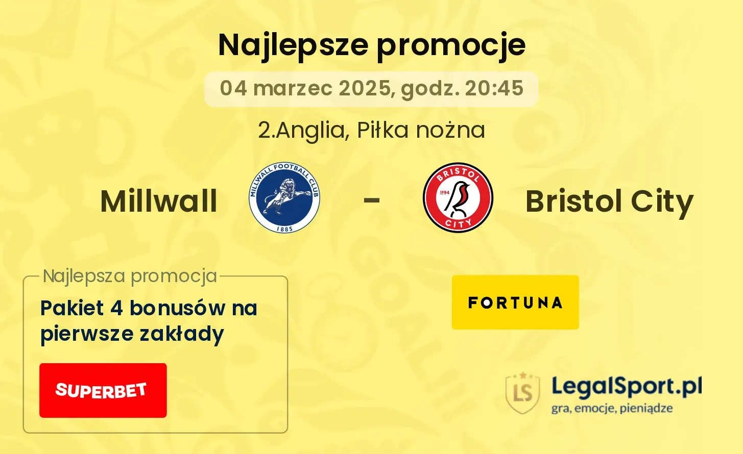 Bristol City - Millwall promocje bonusy na mecz