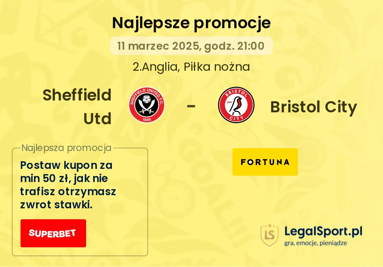 Sheffield Utd - Bristol City promocje u bukmacherów