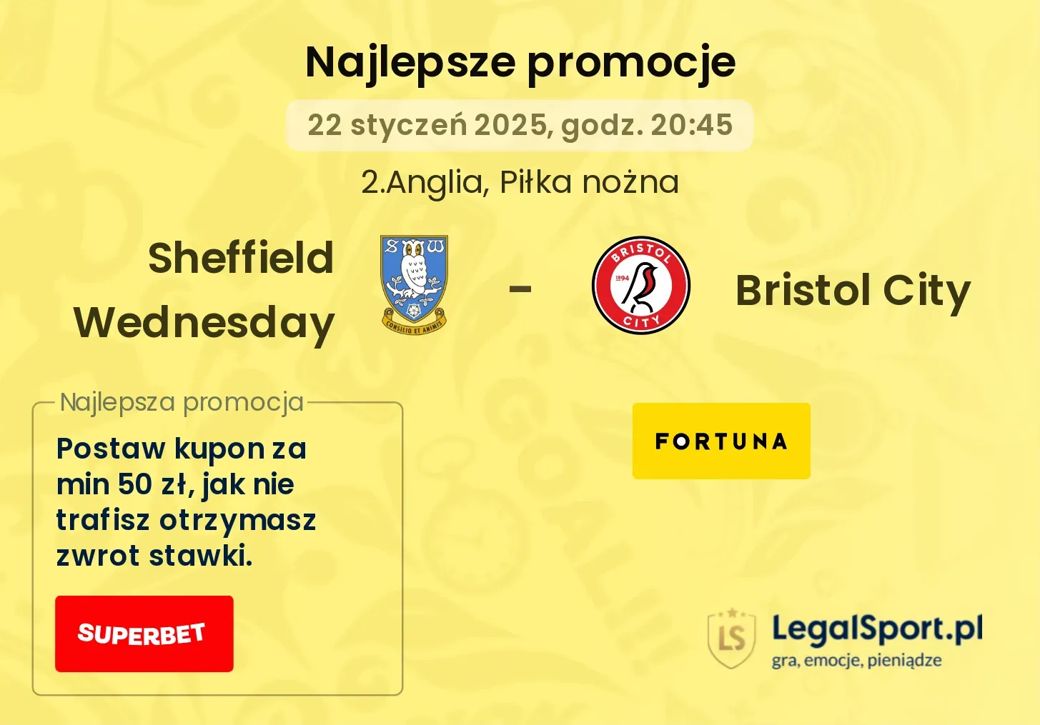 Sheffield Wednesday - Bristol City promocje bukmacherskie