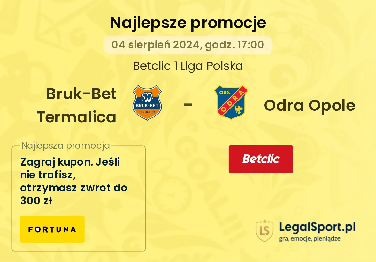 Bruk-Bet Termalica - Odra Opole promocje bonusy na mecz