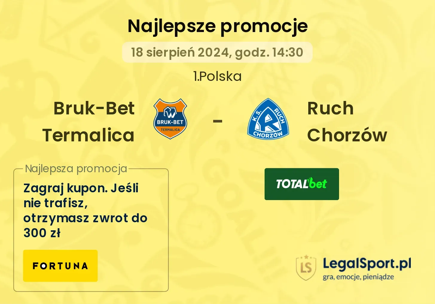 Bruk-Bet Termalica - Ruch Chorzów promocje bonusy na mecz