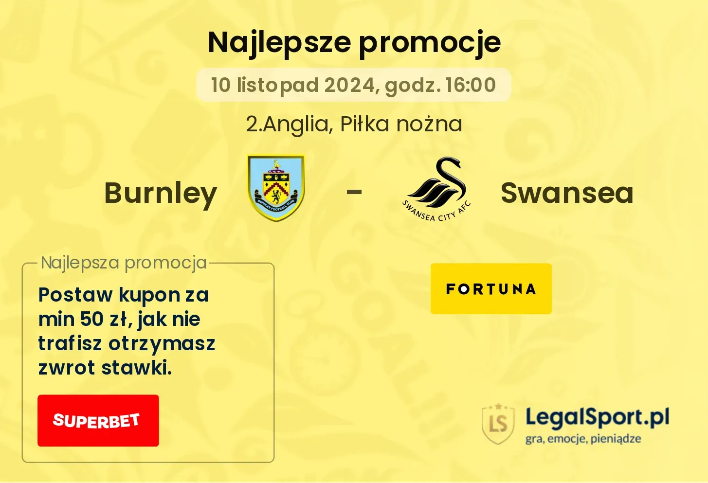 Burnley - Swansea promocje bonusy na mecz