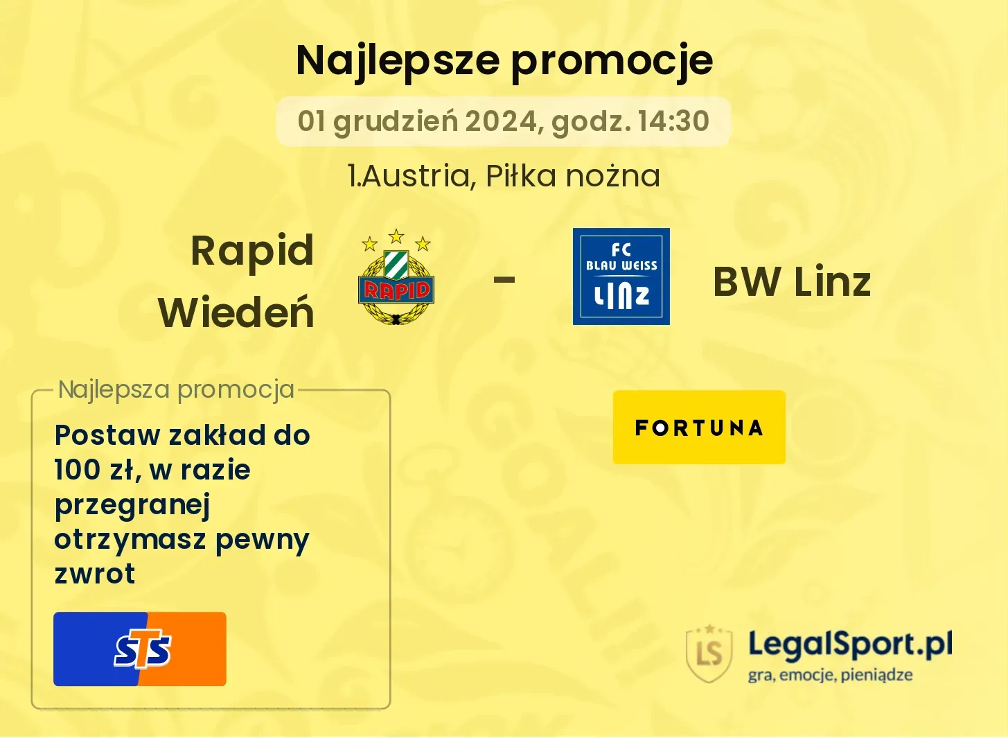 Rapid Wiedeń - BW Linz promocje bukmacherskie