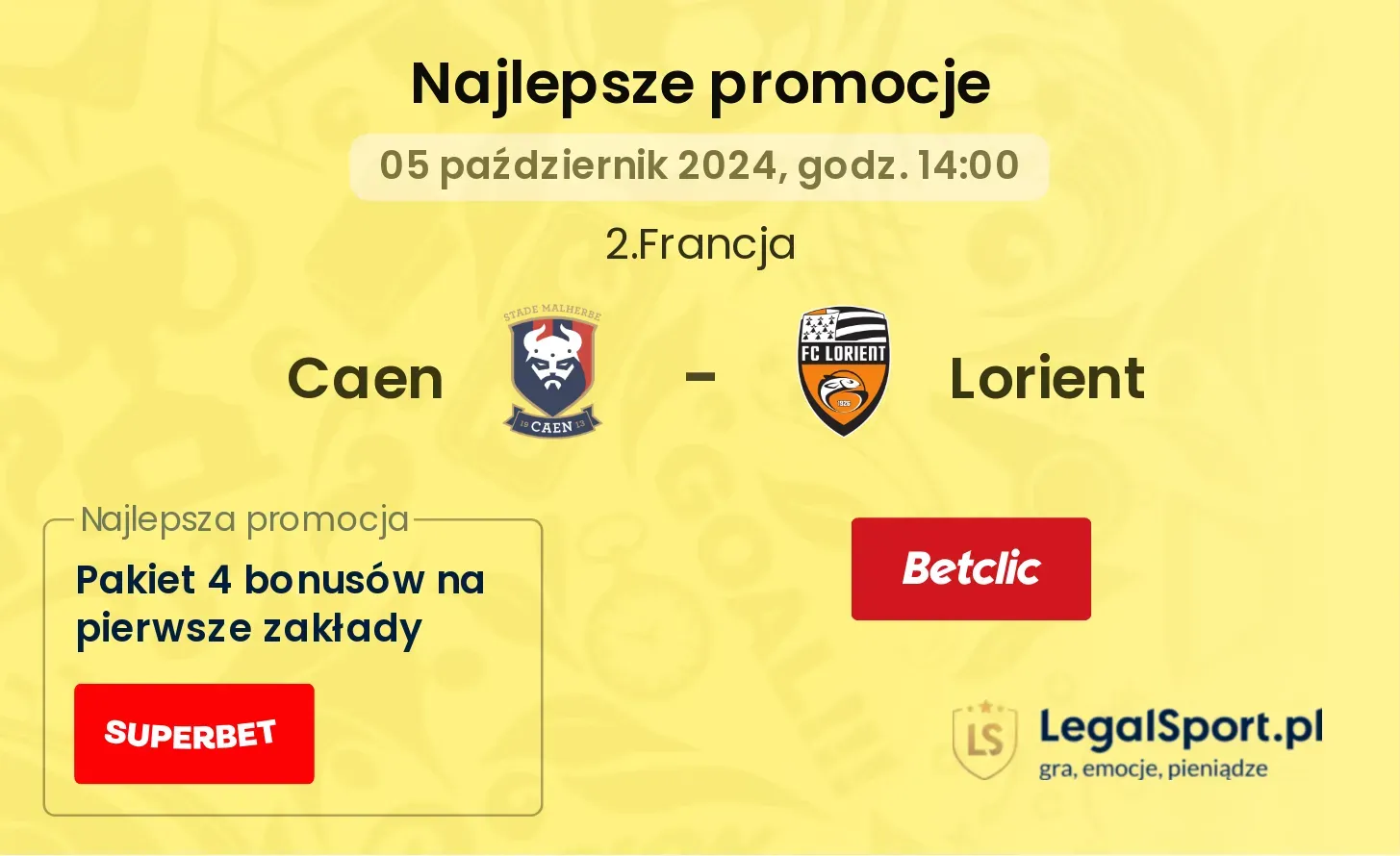 Caen - Lorient promocje bonusy na mecz