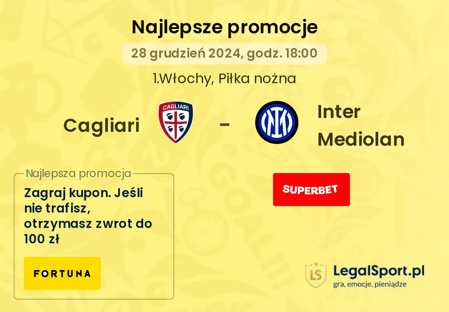 Cagliari - Inter Mediolan promocje bonusy na mecz