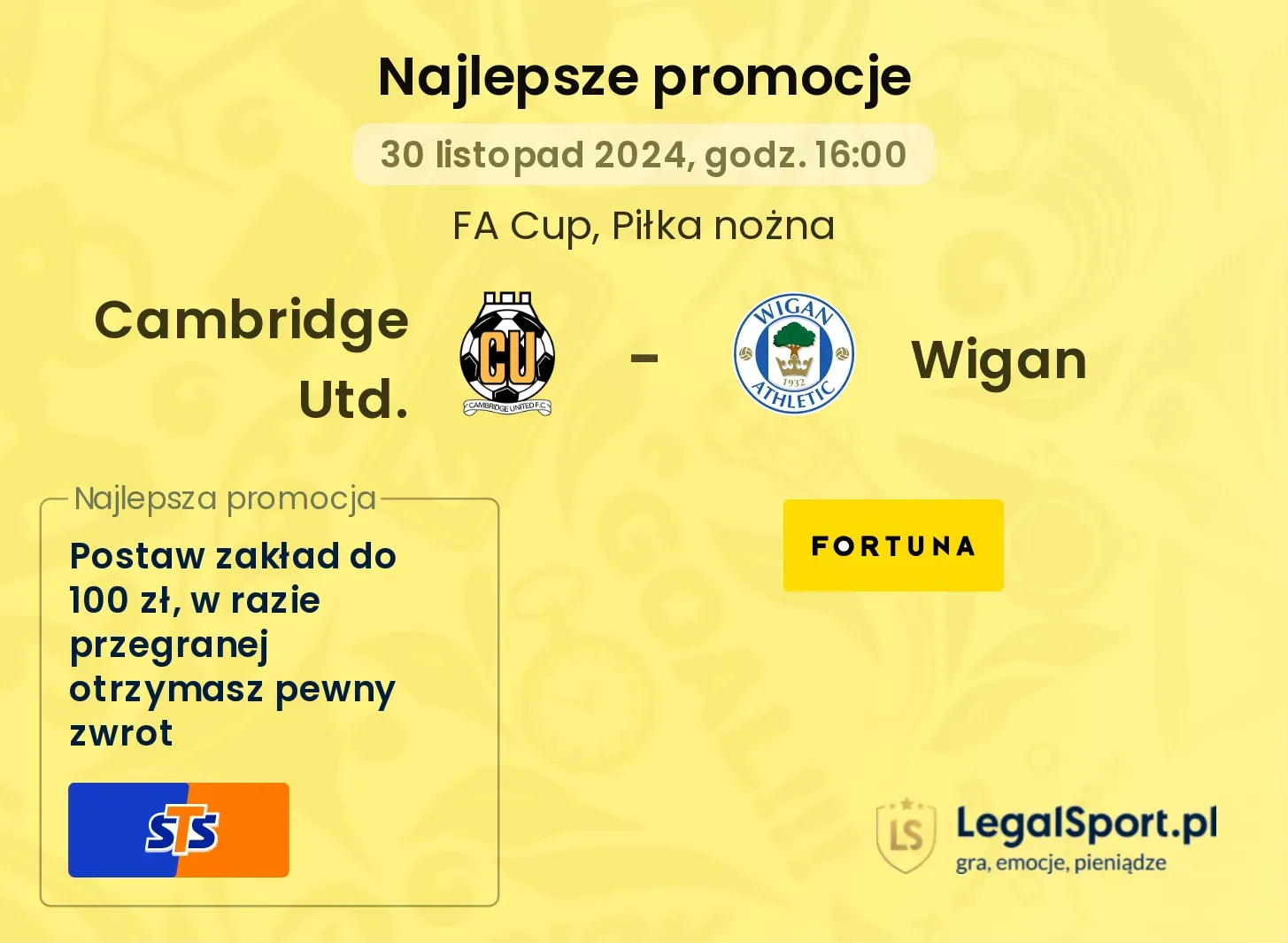 Cambridge Utd. - Wigan promocje bonusy na mecz